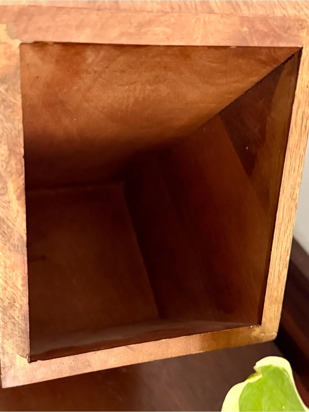 Project 62 Walnut Wood Mirrored Hexagon Wall Hanging Shelf Cubby MCM Vtg Style